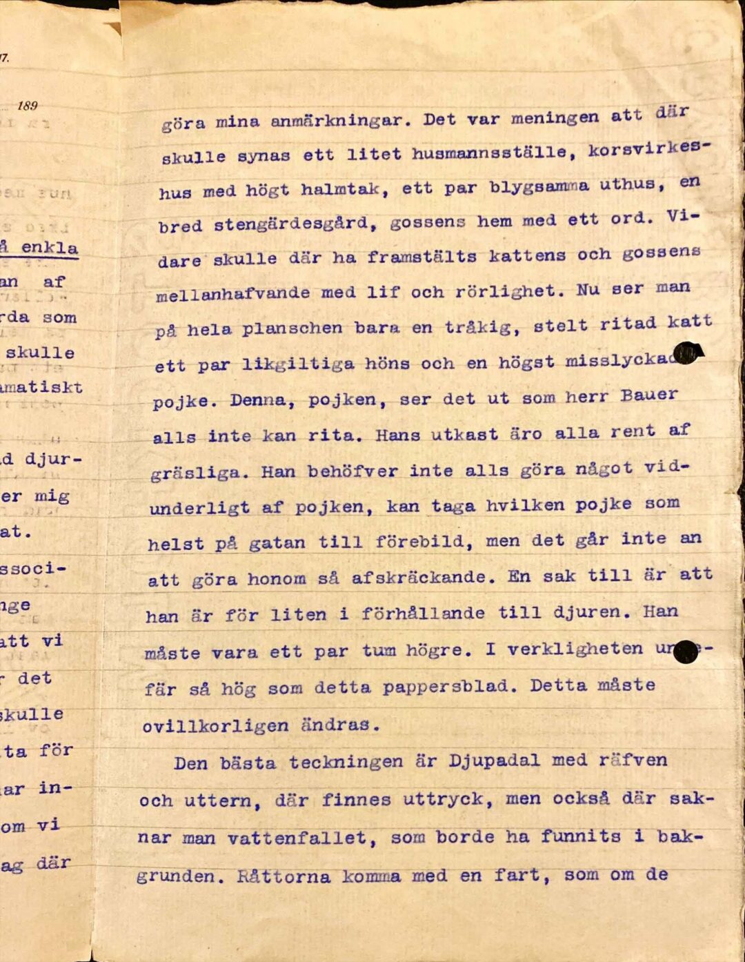 Maskinskrivet brev.